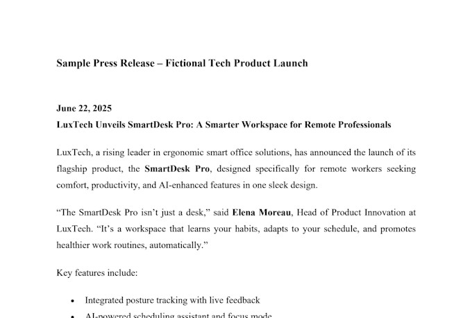 write a professional press release that gets attention